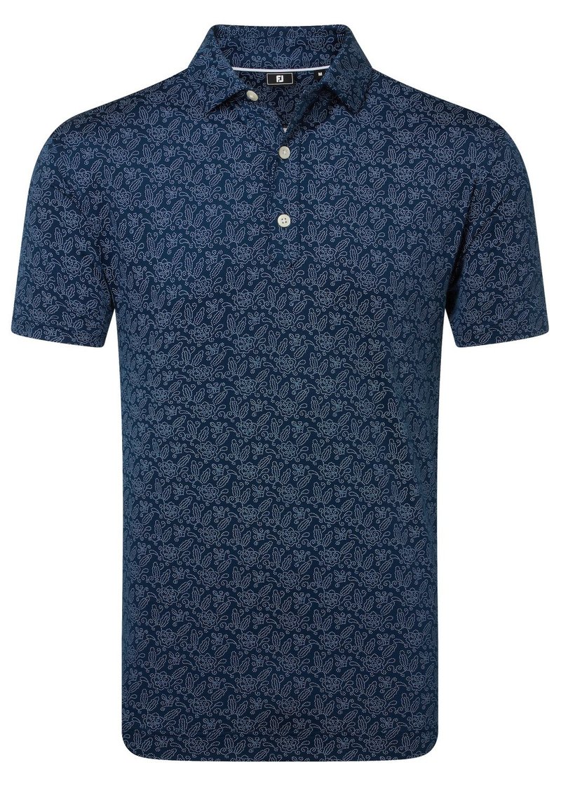 FootJoy Wingtip Floral Lisle herr polo, navy/white