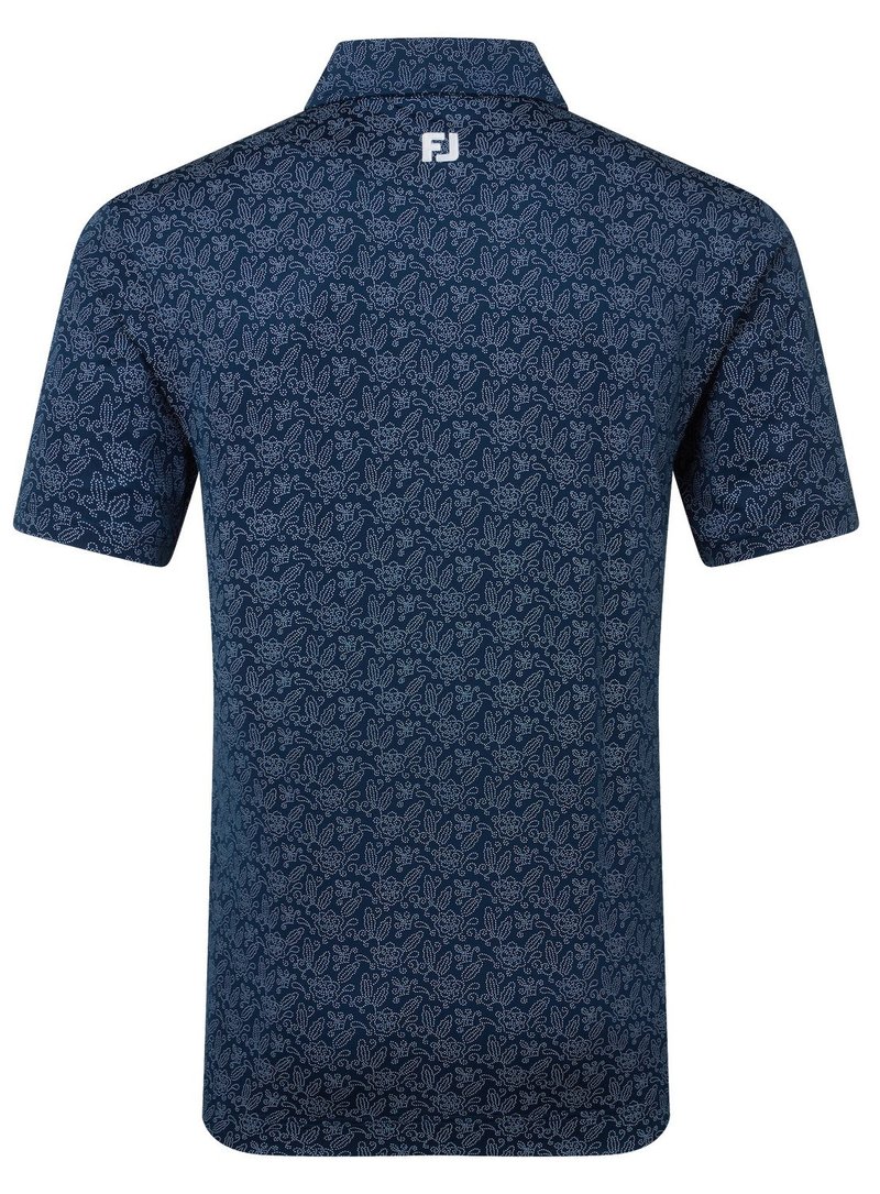 FootJoy Wingtip Floral Lisle herr polo, navy/white