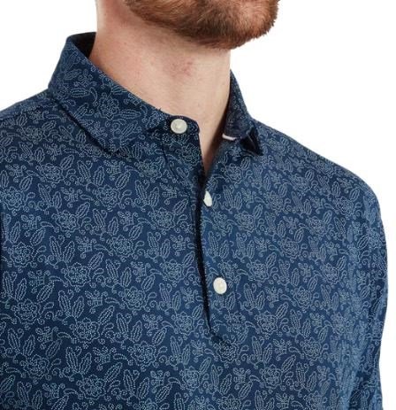 FootJoy Wingtip Floral Lisle herr polo, navy/white