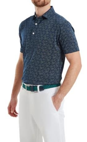 FootJoy Wingtip Floral Lisle herr polo, navy/white