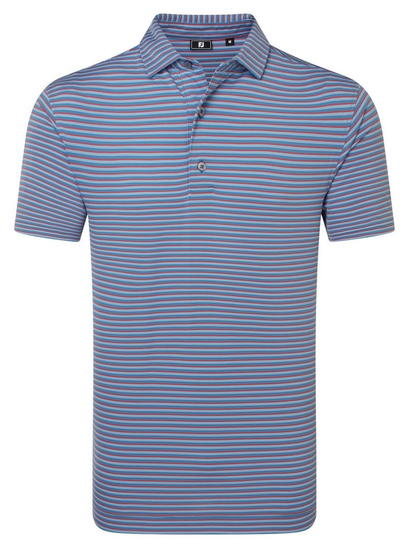 FootJoy Shadow Stripe Lisle herr polo, coastal blue