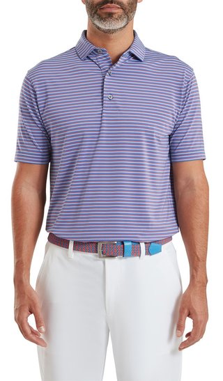FootJoy Shadow Stripe Lisle herr polo, coastal blue