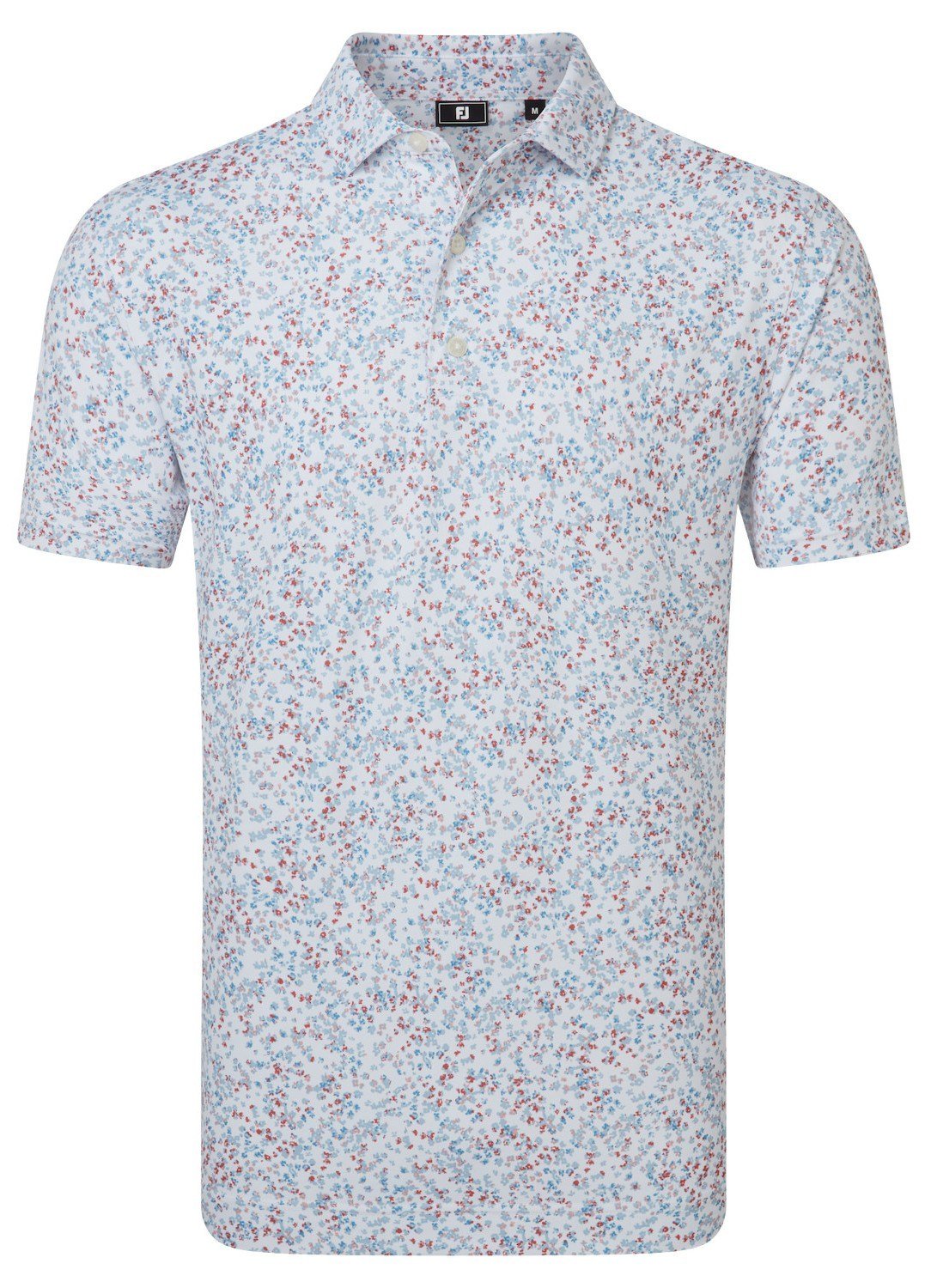 FootJoy Watercolour Floral Print Pique herr polo, white/chambray/nantucket red