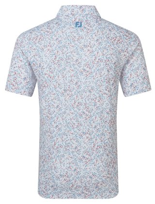 FootJoy Watercolour Floral Print Pique herr polo, white/chambray/nantucket red