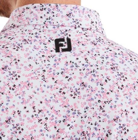 FootJoy Watercolour Floral Print Pique herr polo, white/pink pop/black