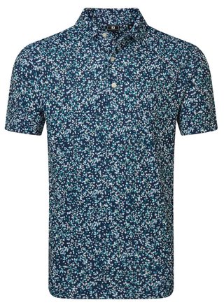 FootJoy Watercolour Floral Print Pique herr polo, navy/sunshine/field green