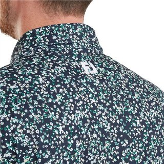 FootJoy Watercolour Floral Print Pique herr polo, navy/sunshine/field green