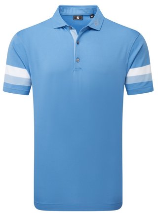 FootJoy Sleeve Stripe Pique herr polo, coastal blue/chambray/white