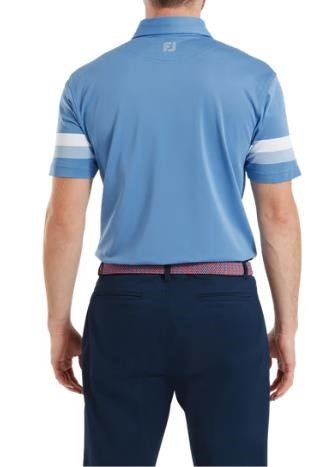 FootJoy Sleeve Stripe Pique herr polo, coastal blue/chambray/white