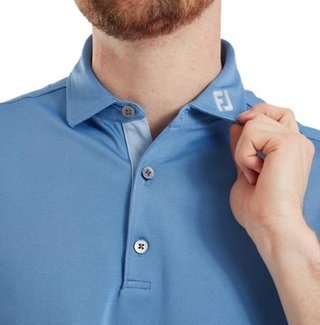 FootJoy Sleeve Stripe Pique herr polo, coastal blue/chambray/white
