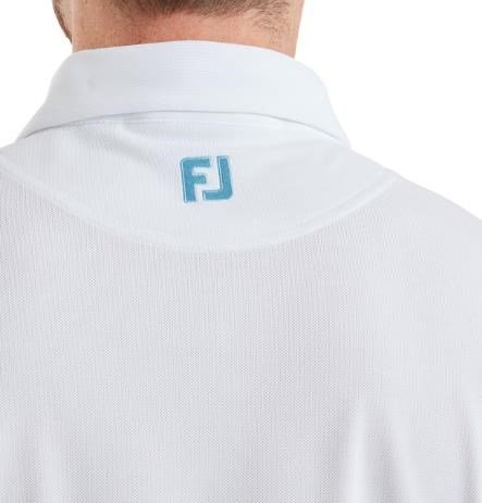 FootJoy Sleeve Stripe Pique herr polo, vit/blue reef/sea glass