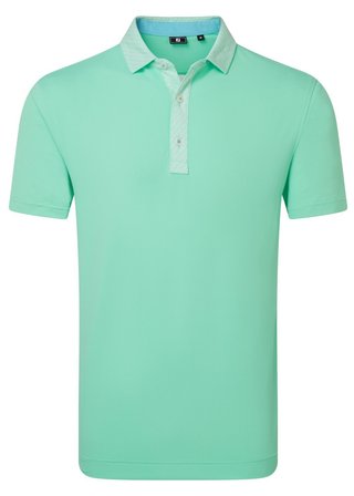 FootJoy Star Geo Trim Pique herr polo, sea glass