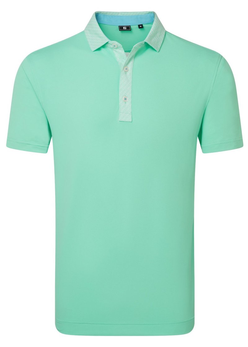 FootJoy Star Geo Trim Pique herr polo, sea glass