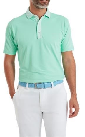FootJoy Star Geo Trim Pique herr polo, sea glass