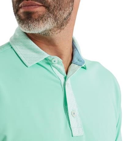 FootJoy Star Geo Trim Pique herr polo, sea glass