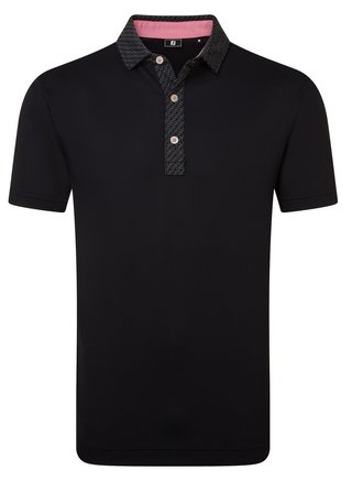 FootJoy Star Geo Trim Pique herr polo, svart