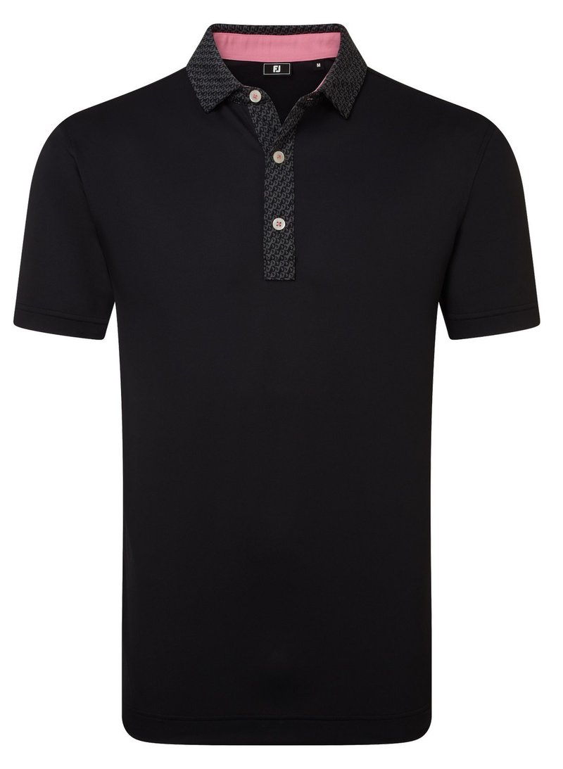 FootJoy Star Geo Trim Pique herr polo, svart