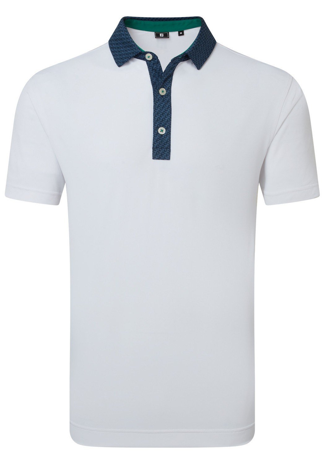 FootJoy Star Geo Trim Pique herr polo, white/navy