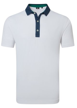 FootJoy Star Geo Trim Pique herr polo, white/navy