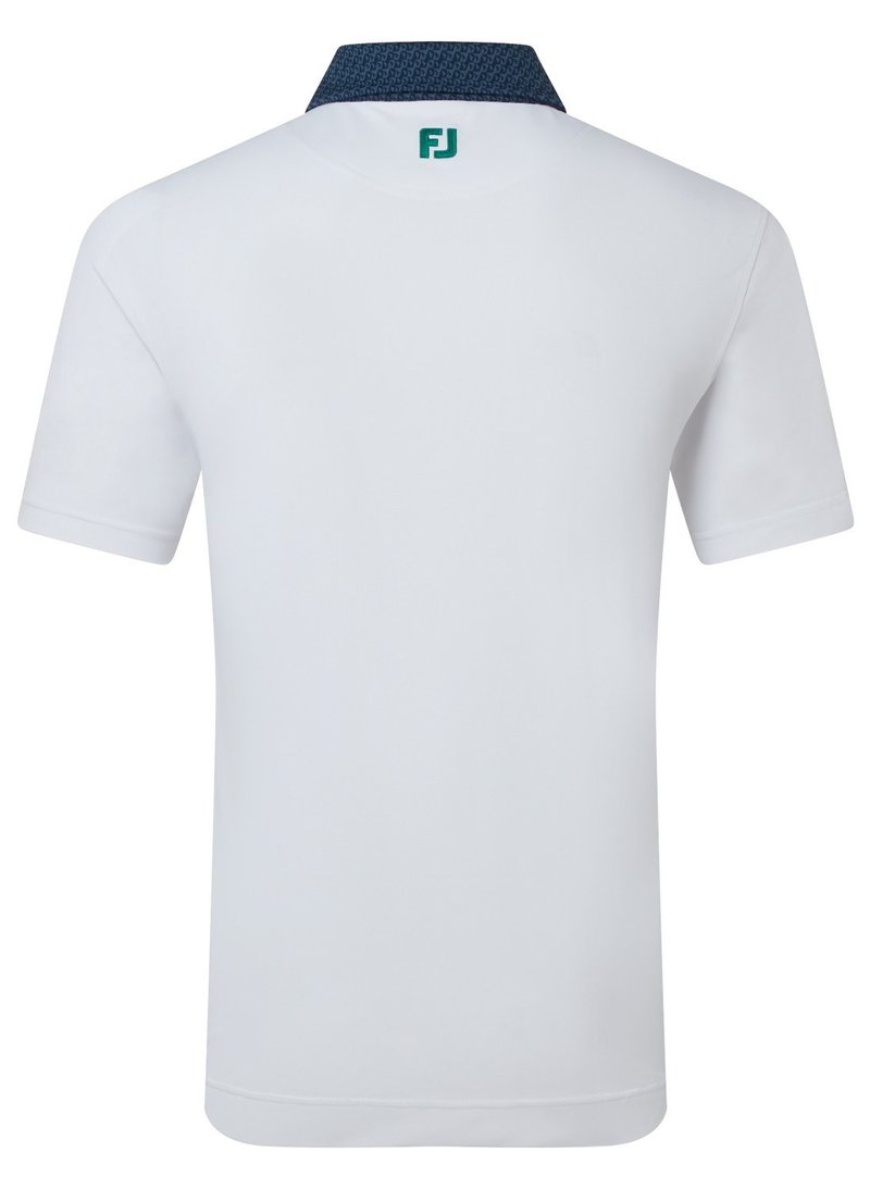 FootJoy Star Geo Trim Pique herr polo, white/navy