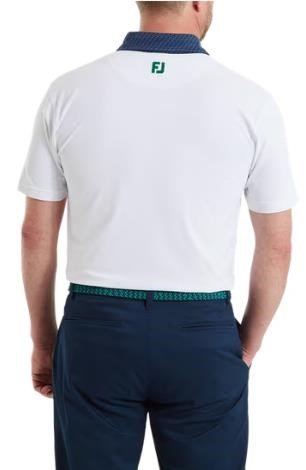 FootJoy Star Geo Trim Pique herr polo, white/navy
