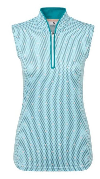 FootJoy Zip Front Tank Printed dampolo, blå/vit/persika