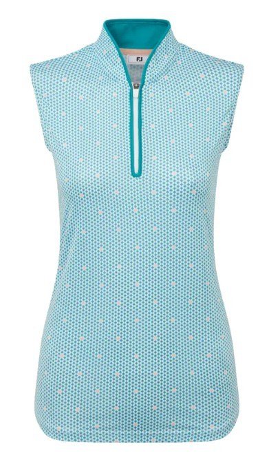 FootJoy Zip Front Tank Printed dampolo, blå/vit/persika