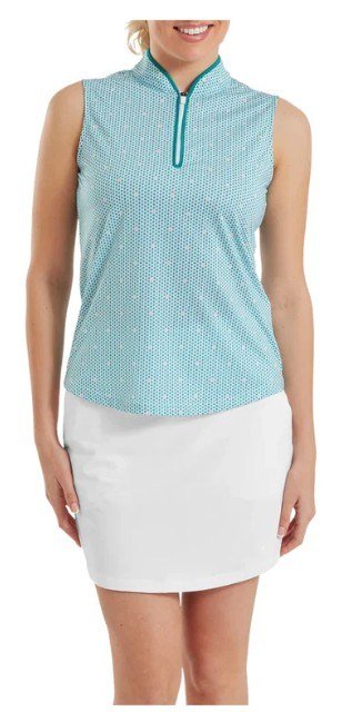 FootJoy Zip Front Tank Printed dampolo, blå/vit/persika