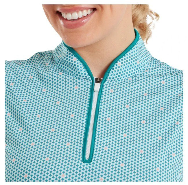 FootJoy Zip Front Tank Printed dampolo, blå/vit/persika