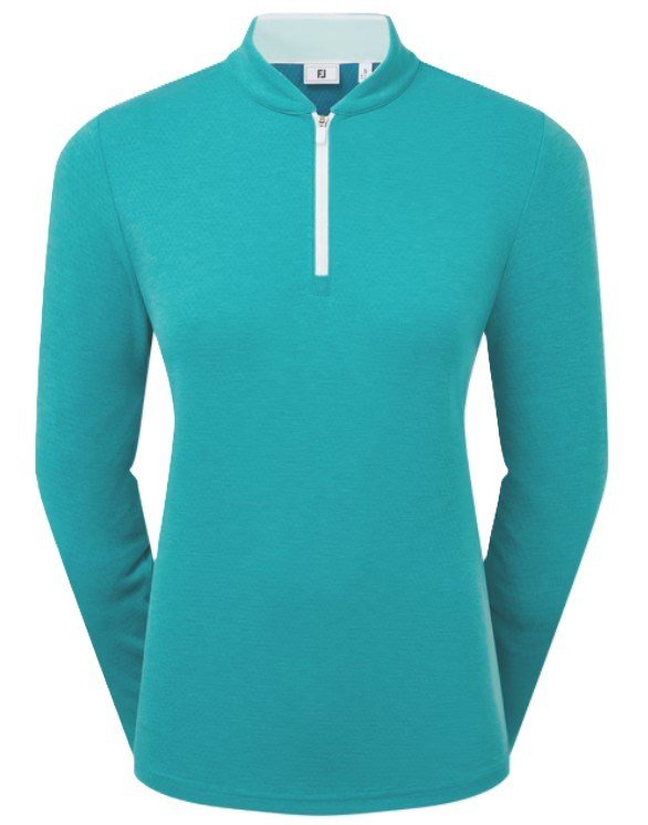 FootJoy 1/4 Zip Blade Collar Midlayer dam sweatshirt, tile blue/glacial blue/vit