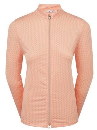 FootJoy Midlayer Full Zip Printed Sleeve dam sweatshirt, desert peach