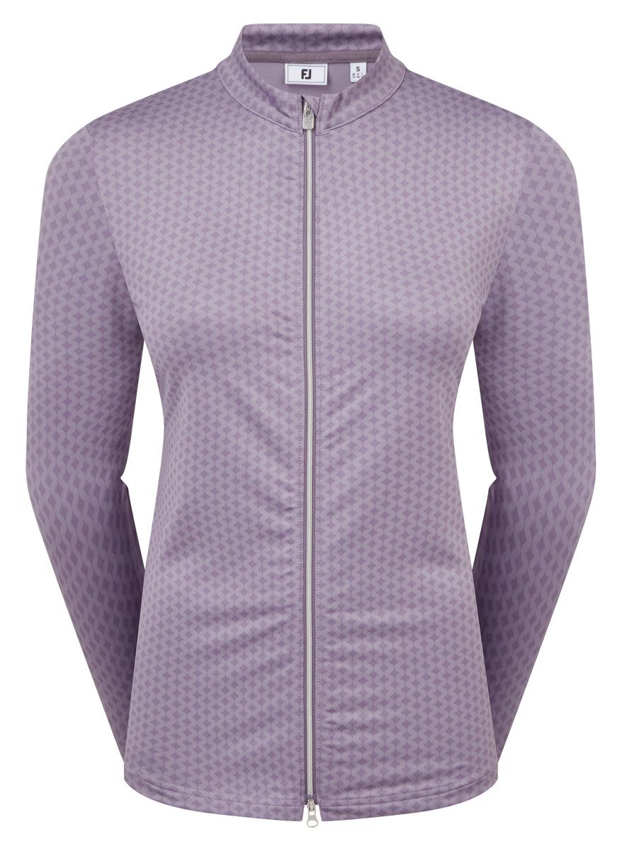 FootJoy Midlayer Full Zip Printed Sleeve dam sweatshirt, dusty violet