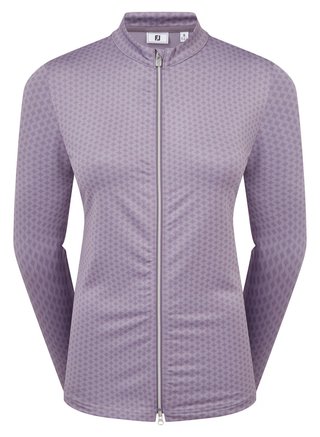 FootJoy Midlayer Full Zip Printed Sleeve dam sweatshirt, dusty violet