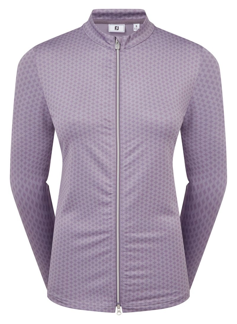 FootJoy Midlayer Full Zip Printed Sleeve dam sweatshirt, dusty violet