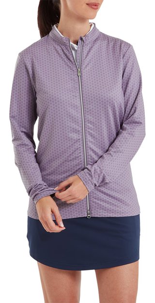 FootJoy Midlayer Full Zip Printed Sleeve dam sweatshirt, dusty violet