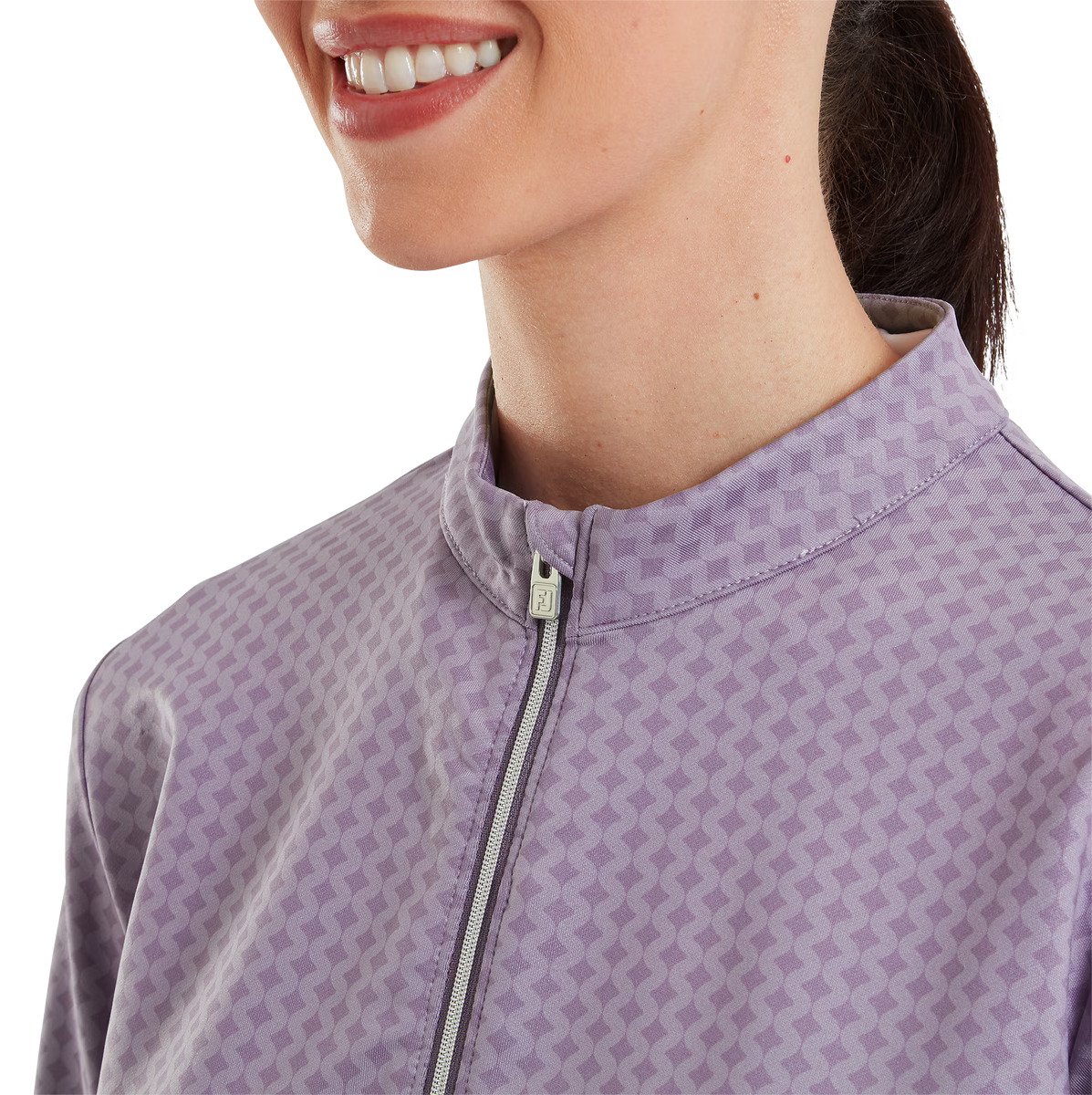 FootJoy Midlayer Full Zip Printed Sleeve dam sweatshirt, dusty violet