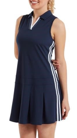 FootJoy Pleated dam klänning, navy/vit