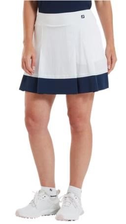 FootJoy Pleated damgolfkjol, vit/marinblå