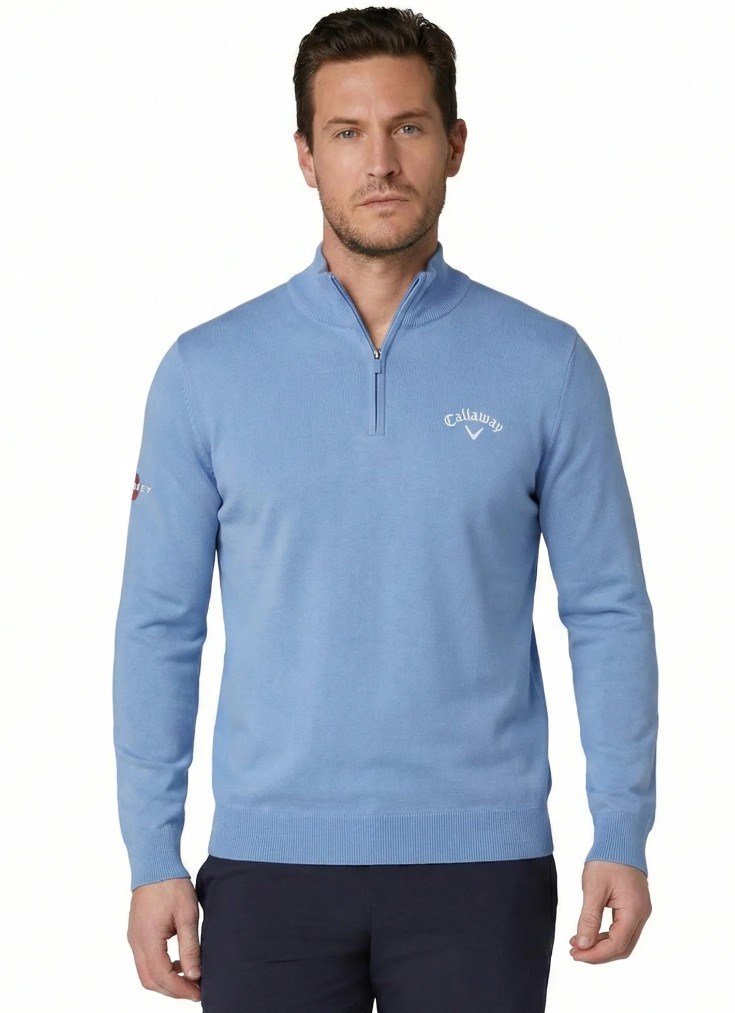 Callaway 1/4 Zip Mock herrtröja, vista blue