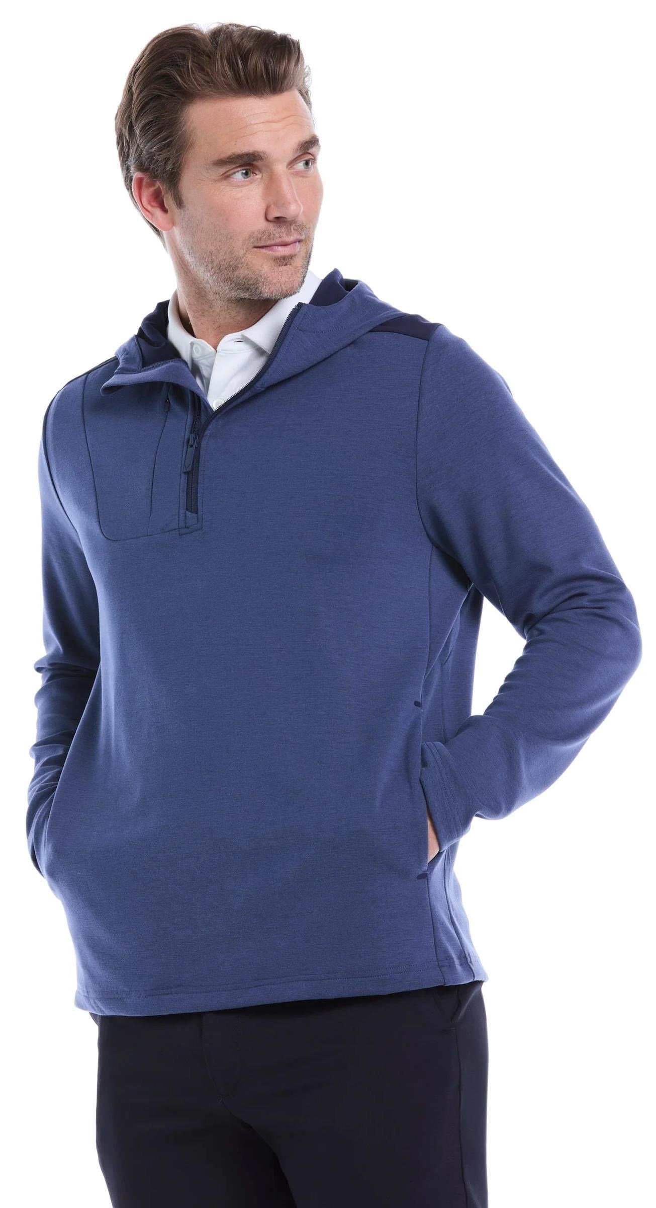 Callaway Soft Touch 1/4 Zip Premium herr hoodie, heather peacoat