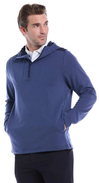 Callaway Soft Touch 1/4 Zip Premium herr hoodie, heather peacoat
