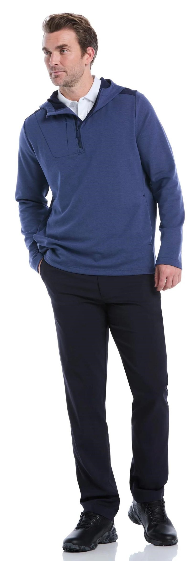 Callaway Soft Touch 1/4 Zip Premium herr hoodie, heather peacoat