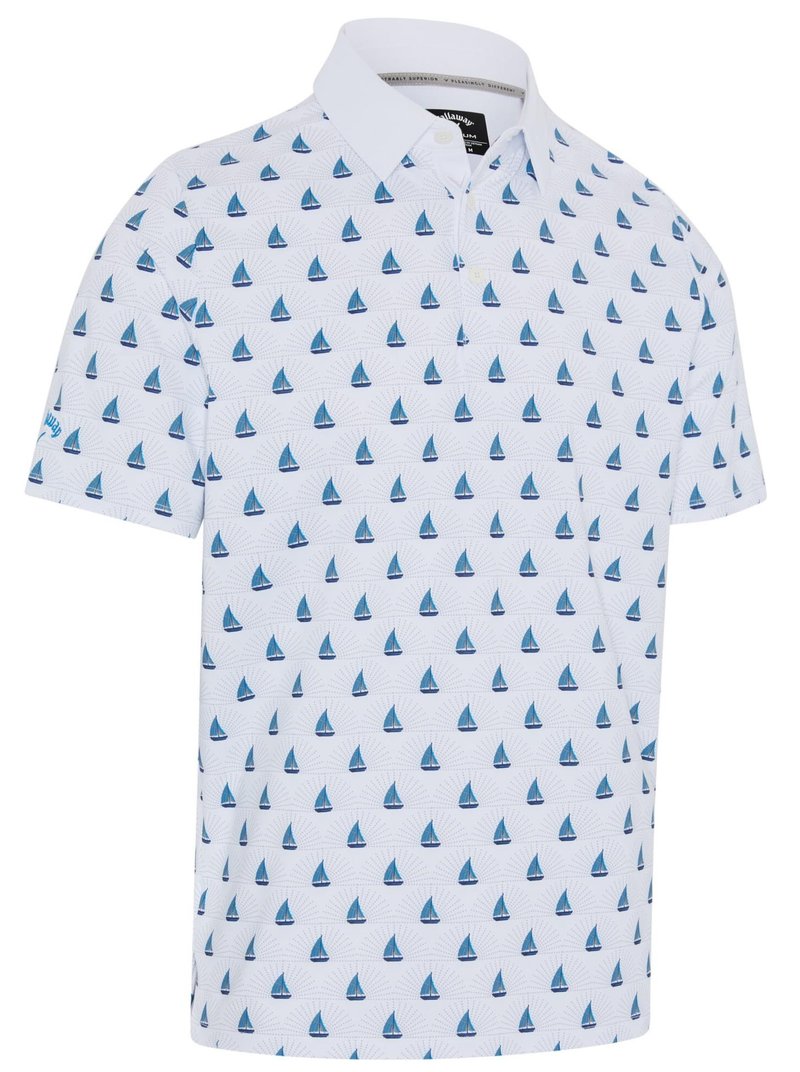 Callaway Sailboat Sunset Geo Print herr polo, bright white