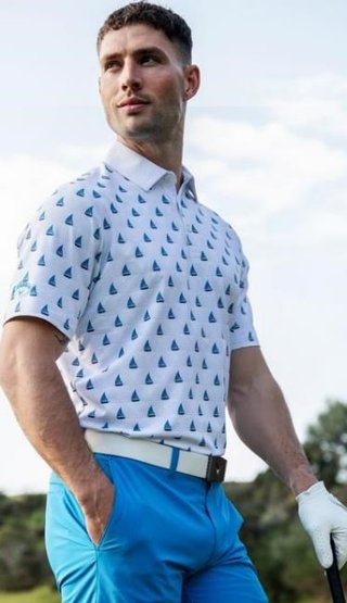 Callaway Sailboat Sunset Geo Print herr polo, bright white