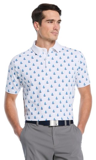 Callaway Sailboat Sunset Geo Print herr polo, bright white
