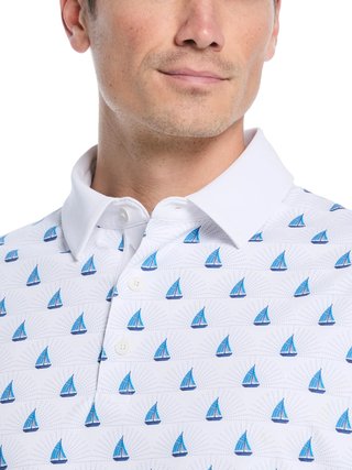 Callaway Sailboat Sunset Geo Print herr polo, bright white