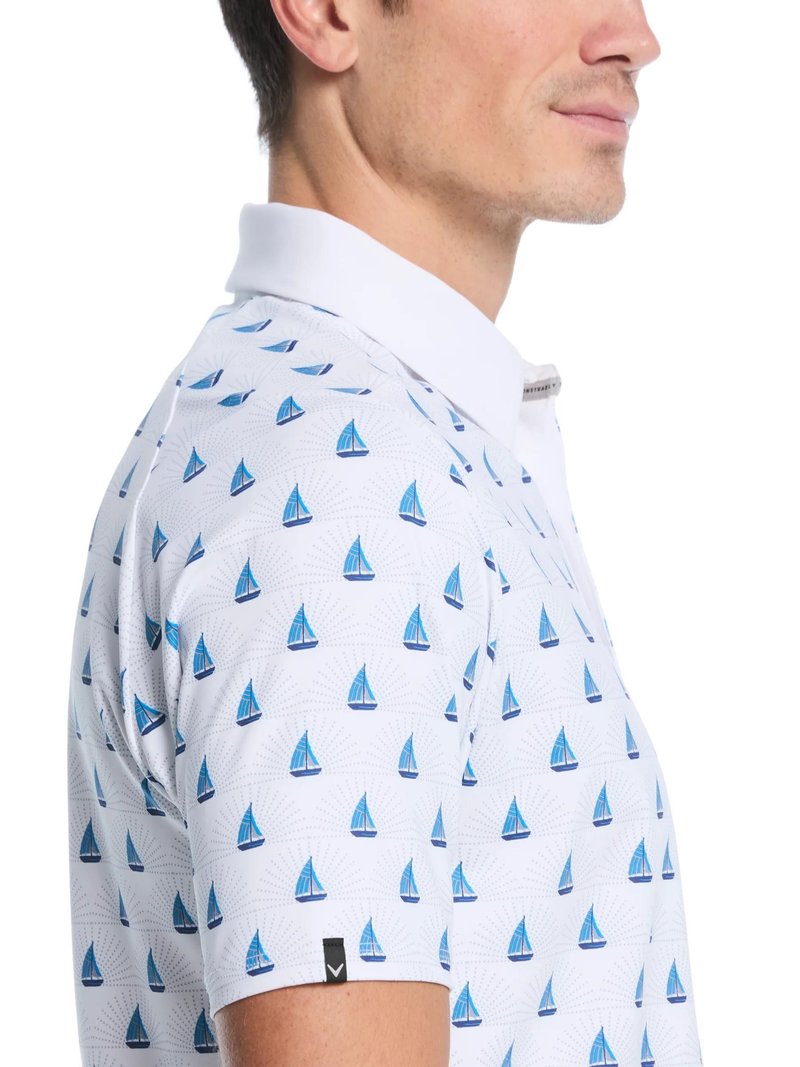 Callaway Sailboat Sunset Geo Print herr polo, bright white