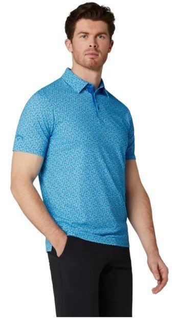 Callaway Tile Gingham Print herr polo, brilliant blue