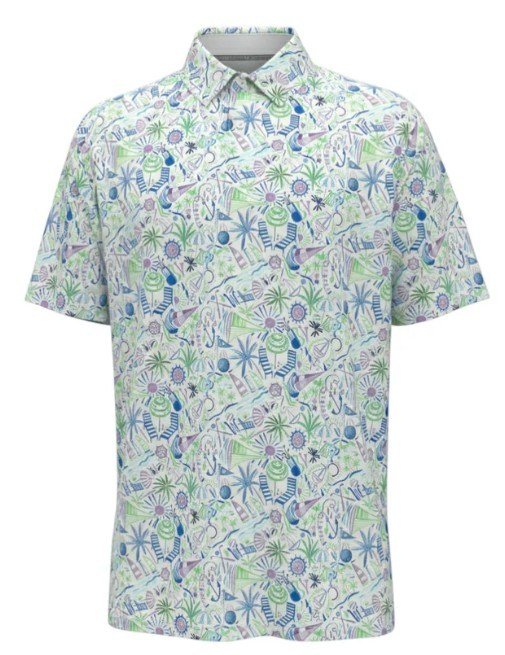 Callaway Nautical Conversational Print herr polo, vit