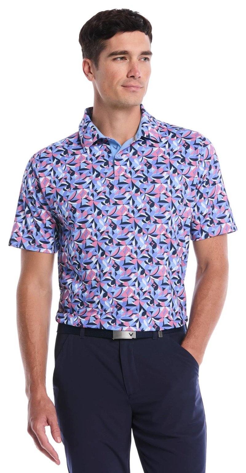 Callaway Dogwood Floral Geo herr polo, vista blue